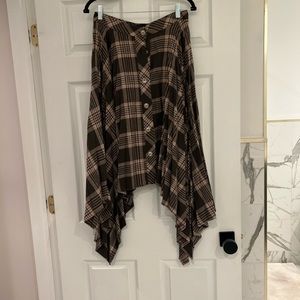 Kilt style asymmetrical skirt